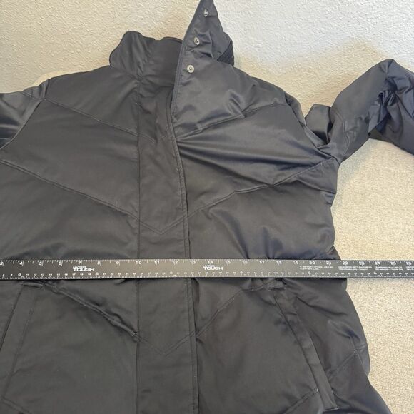 London Fog Parka Long Coat Knit Sweater Collar Black Down Filled Puffer Size L - Picture 9 of 11